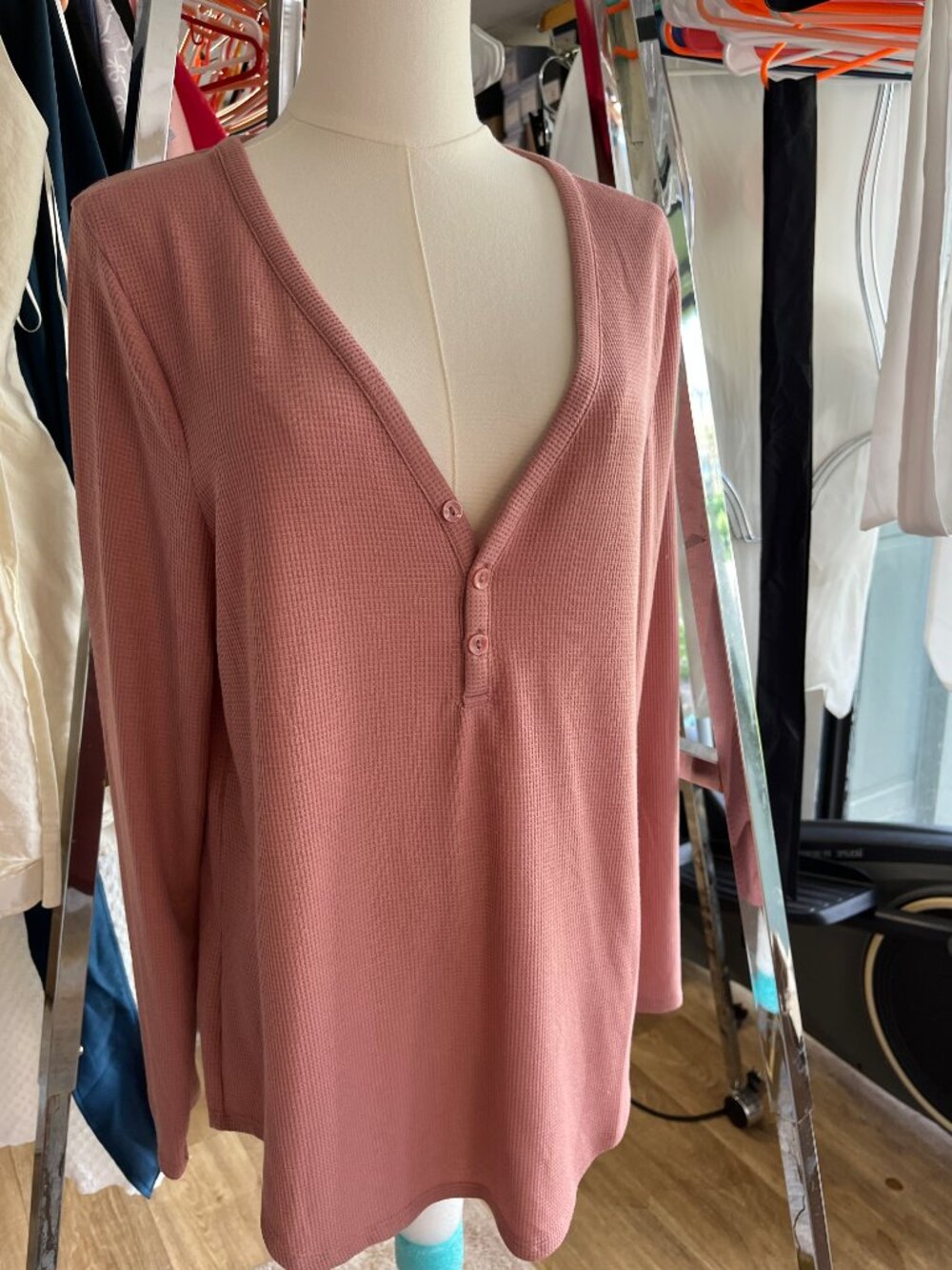 Athleta Wind Down Waffle Knit Sleep Top Palermo Pink XL - Picture 11 of 11